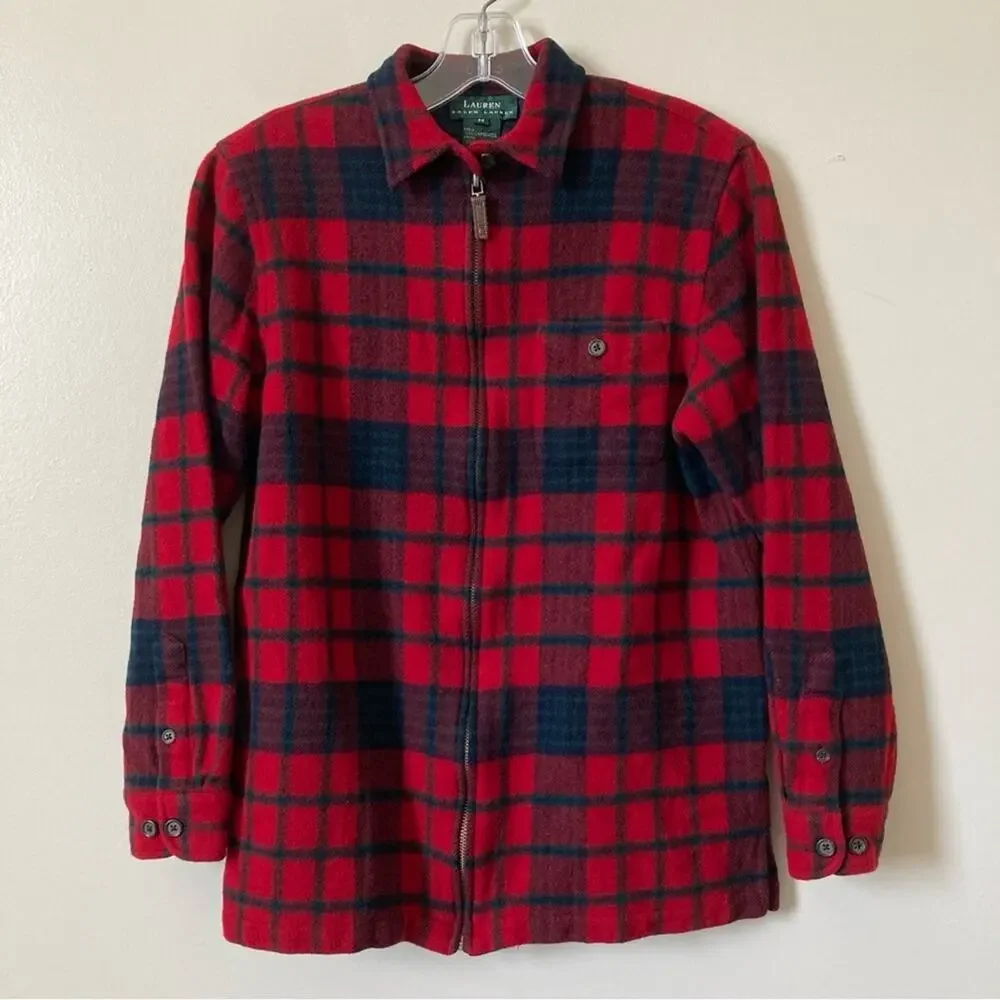 Ralph Lauren Flannel Zip-up Sweater Medium